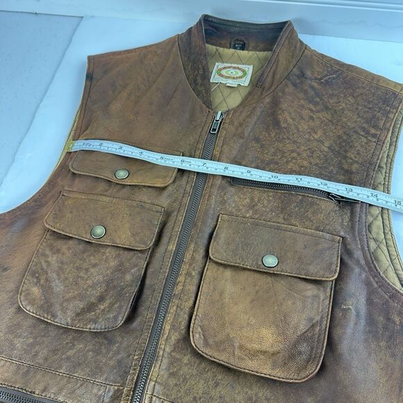 VTG Banana Republic Leather Safari Photo Vest Cotton Quilted Liner Men’s Size S - Picture 7 of 16